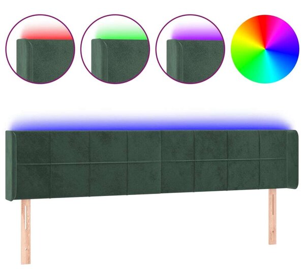 VidaXL LED-es Bársony Fejtámla - Sötétzöld - 183cm