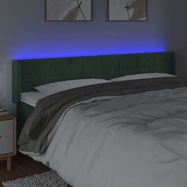 VidaXL LED-es Bársony Fejtámla - Sötétzöld - 183cm