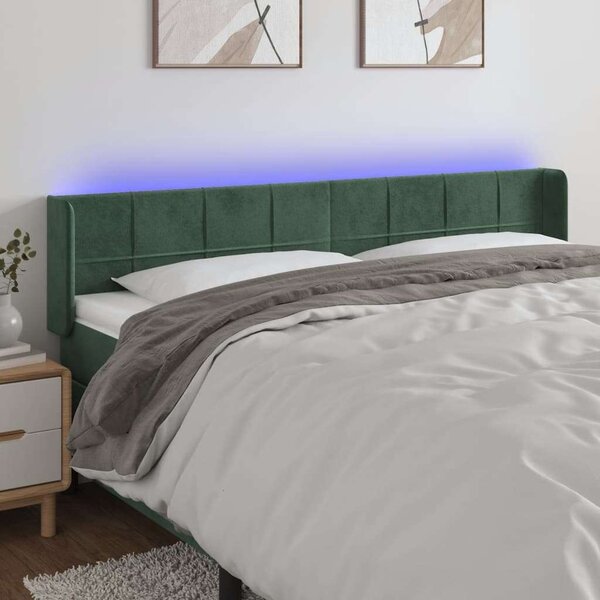 VidaXL LED-es Bársony Fejtámla - Sötétzöld - 183cm