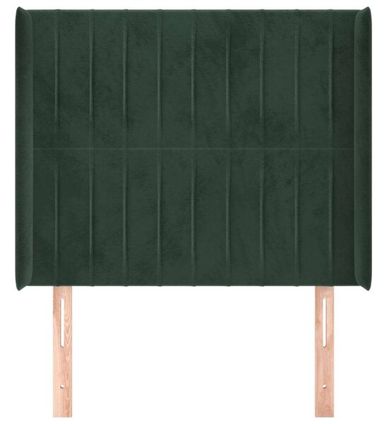 VidaXL sötétzöld bársony fejtámla szárnyakkal 93x16x118/128 cm