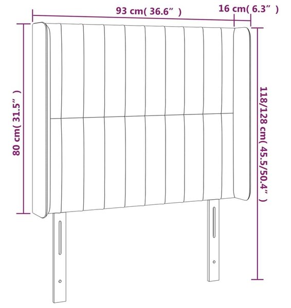VidaXL sötétzöld bársony fejtámla szárnyakkal 93x16x118/128 cm