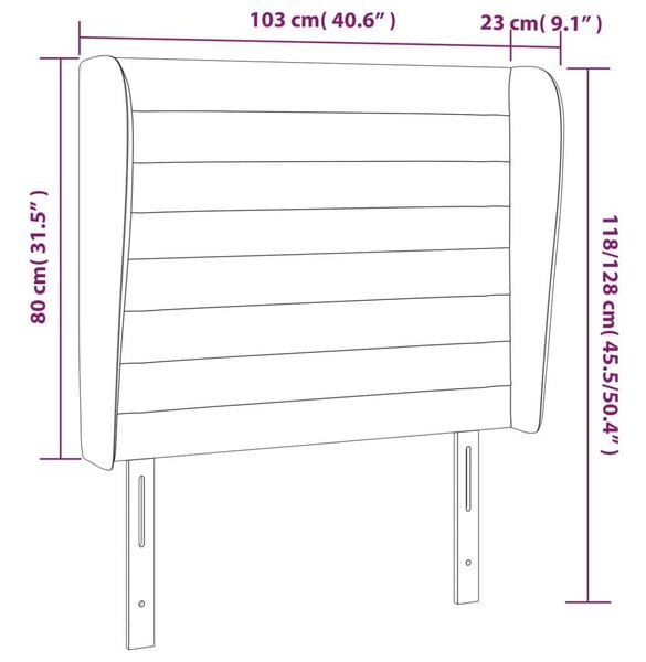 VidaXL Szövet Fejtámla Szárnyakkal - 103x23x118/128cm