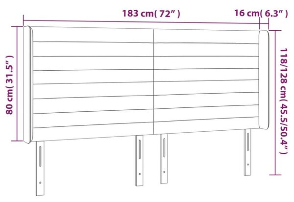 VidaXL Szövet Fejtámla Szárnyakkal - Sötétszürke - 183x16x118/128 cm
