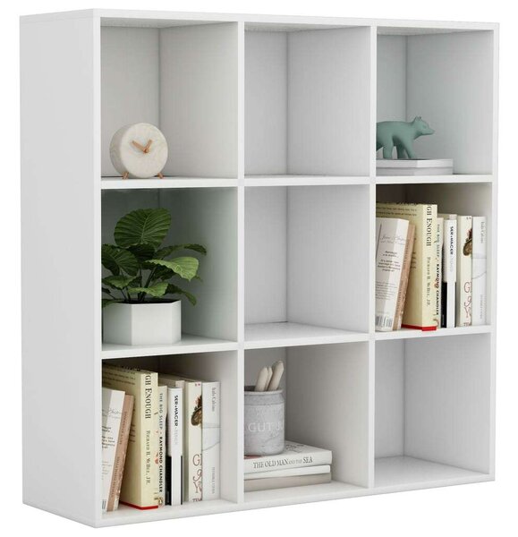 VidaXL Könyvespolc - Fehér - 9 Rekeszes - 98x30x98cm