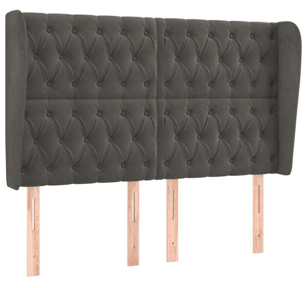 VidaXL sötétszürke bársony fejtámla szárnyakkal 163 x 23 x 118/128 cm