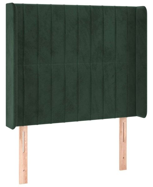 VidaXL sötétzöld bársony fejtámla szárnyakkal 93x16x118/128 cm