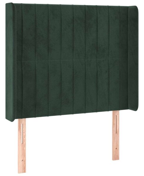 VidaXL sötétzöld bársony fejtámla szárnyakkal 93x16x118/128 cm