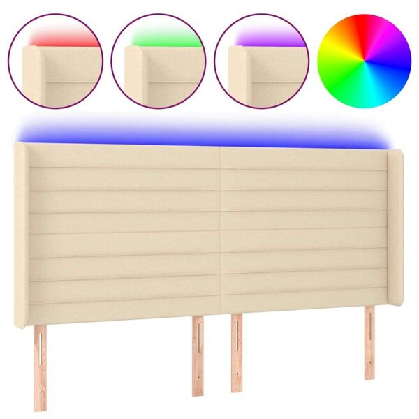 VidaXL LED-es Ágyfejtámla - Krémszínű - 183x16x118/128cm