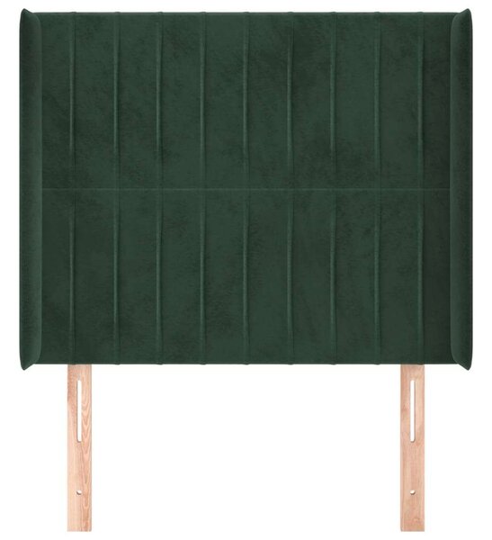 VidaXL sötétzöld bársony fejtámla szárnyakkal 93x16x118/128 cm