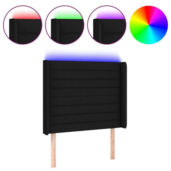 VidaXL Fekete Szövet LED Fejtámla - 93x16x118/128cm