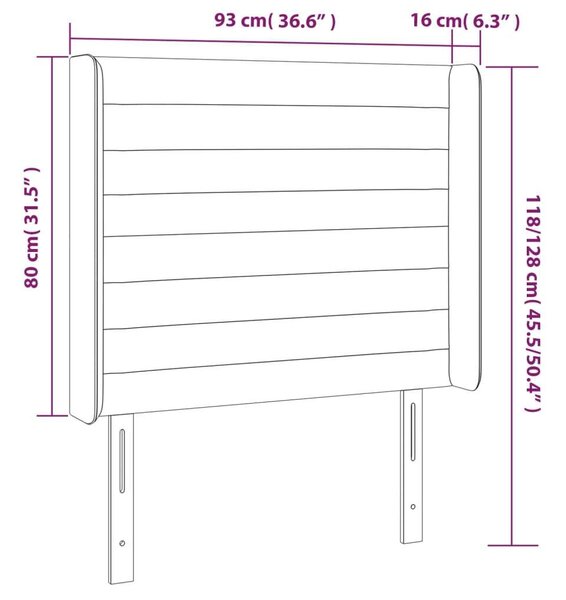 VidaXL Fekete Szövet LED Fejtámla - 93x16x118/128cm