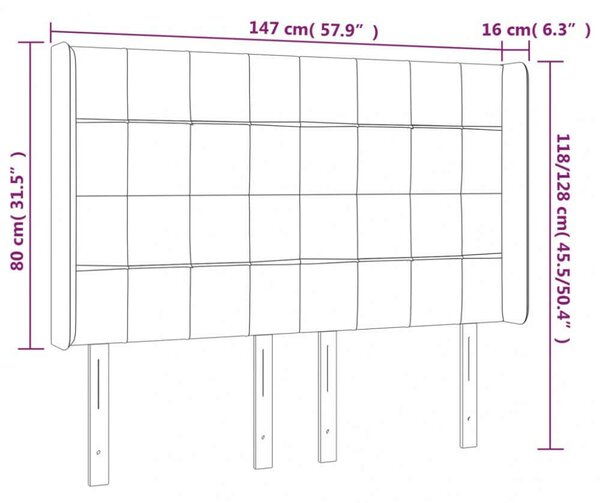 LED Ágytámlá - Tópszín - 147x118/128cm