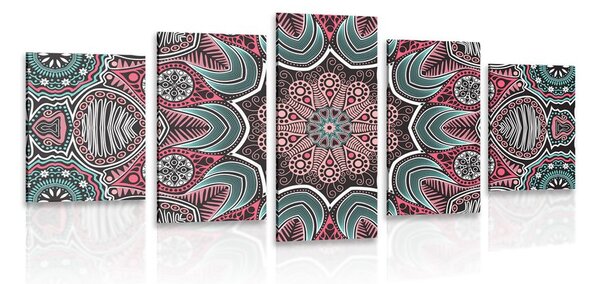 5 részes kép indiai Mandala virág mintával