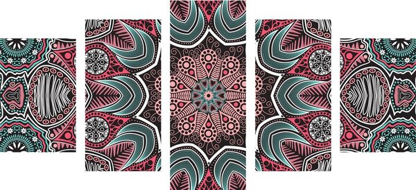 5 részes kép indiai Mandala virág mintával