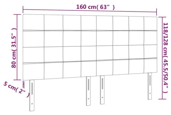 VidaXL világosszürke bársony LED-es fejtámla 160x5x118/128 cm
