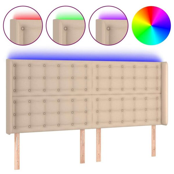 VidaXL cappuccino műbőr LED-es fejtámla 183x16x118/128 cm