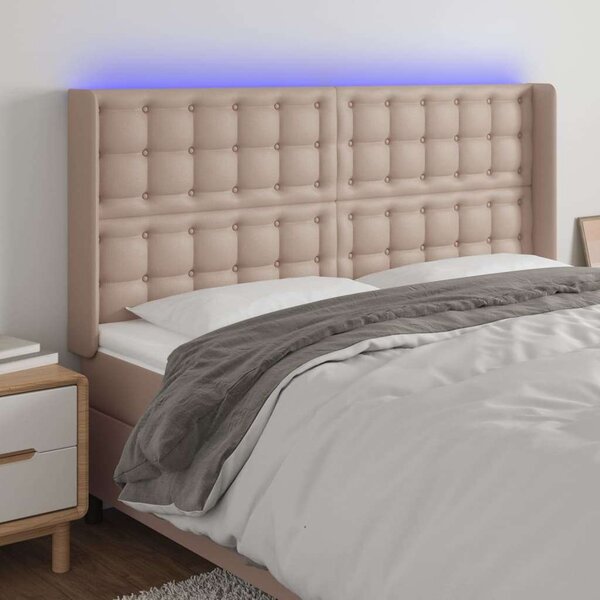VidaXL cappuccino műbőr LED-es fejtámla 183x16x118/128 cm