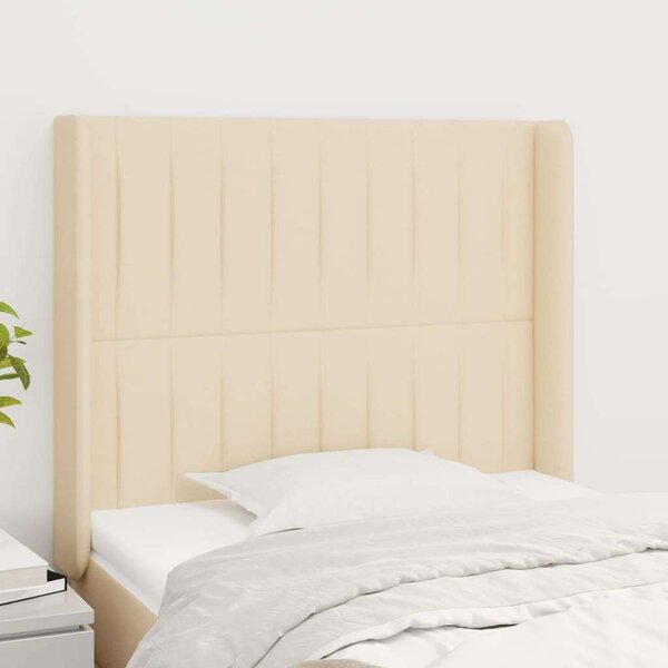 VidaXL Krémszínű Szövet Fejtámla Szárnyakkal - 103x16x118/128cm