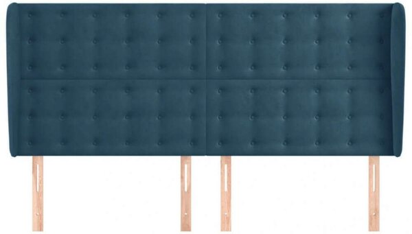 VidaXL Bársony Fejtámla Szárnyakkal - Sötétkék - 183x23x118/128 cm