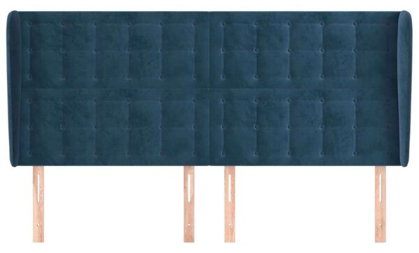VidaXL Bársony Fejtámla Szárnyakkal - Sötétkék - 183x23x118/128 cm