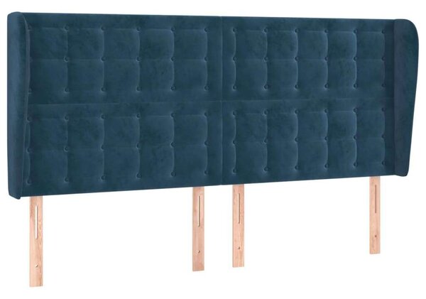 VidaXL Bársony Fejtámla Szárnyakkal - Sötétkék - 183x23x118/128 cm