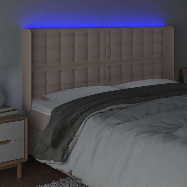 VidaXL cappuccino műbőr LED-es fejtámla 183x16x118/128 cm