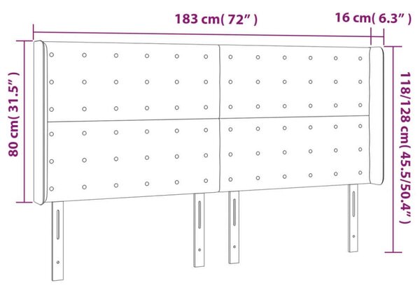 VidaXL cappuccino műbőr LED-es fejtámla 183x16x118/128 cm