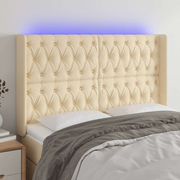 VidaXL krémszínű szövet LED-es fejtámla 147x16x118/128 cm
