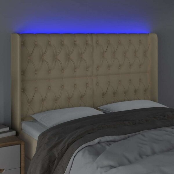 VidaXL krémszínű szövet LED-es fejtámla 147x16x118/128 cm