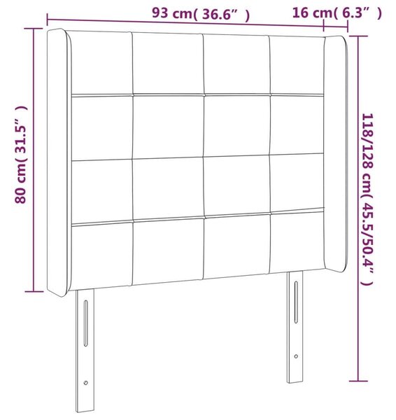 VidaXL LED-es Bársony Ágyfejtámla - Rózsaszín - 93x118/128cm