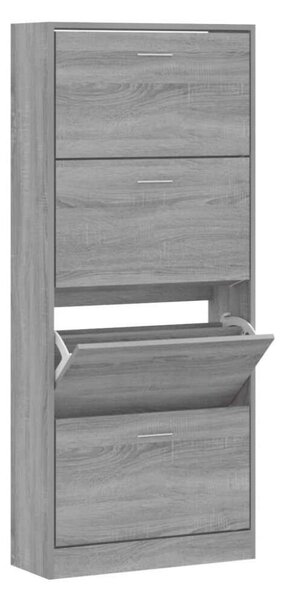 VidaXL szürke sonoma színű szerelt fa cipősszekrény 63x24x147 cm