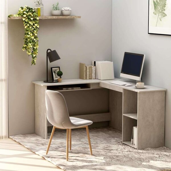 VidaXL L-alakú Sarok Íróasztal - Betonszürke - 120x140x75 cm