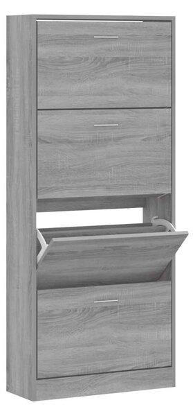 VidaXL szürke sonoma színű szerelt fa cipősszekrény 63x24x147 cm