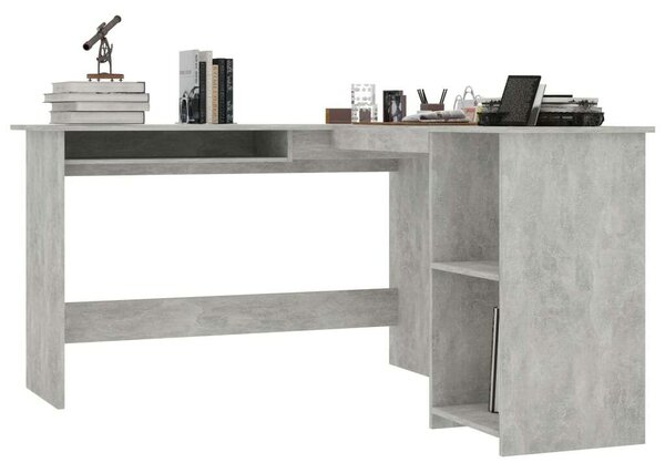 VidaXL L-alakú Sarok Íróasztal - Betonszürke - 120x140x75 cm