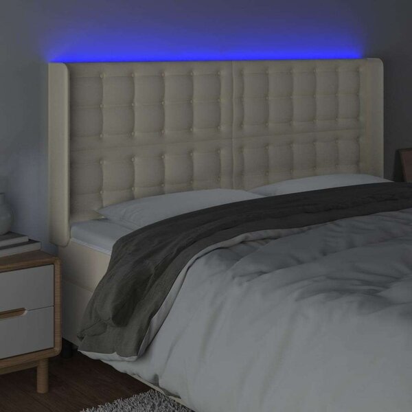 VidaXL krémszínű műbőr LED-es fejtámla 163x16x118/128 cm