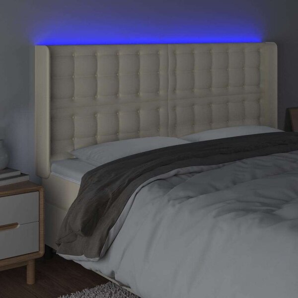 VidaXL krémszínű műbőr LED-es fejtámla 163x16x118/128 cm