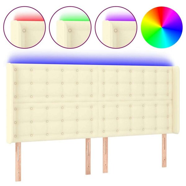 VidaXL krémszínű műbőr LED-es fejtámla 163x16x118/128 cm