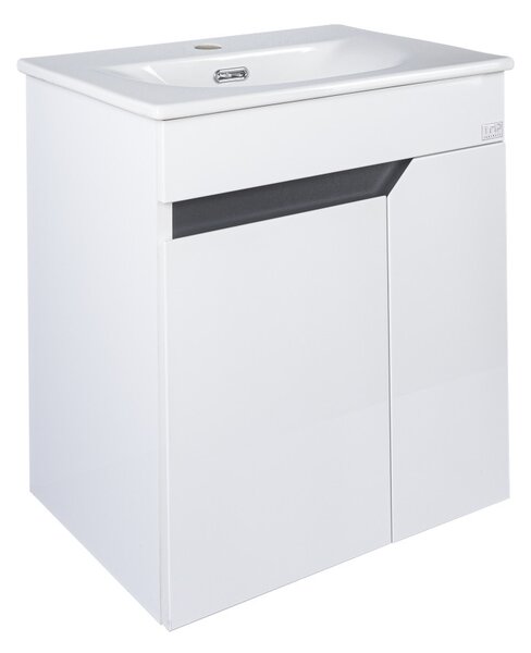 TMP VISION 50 fali függesztett fürdőszobai bútor - SKY 3 E-8099-50 porcelán mosdóval - 51 x 40 cm