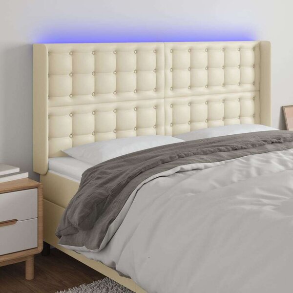 VidaXL krémszínű műbőr LED-es fejtámla 163x16x118/128 cm