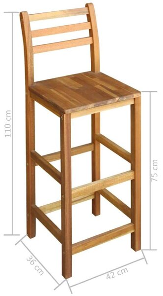 VidaXL Akácfa Bárszék - 2 db-os Szett - 110cm