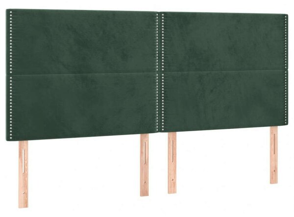 VidaXL sötétzöld bársony LED-es fejtámla 180x5x118/128 cm