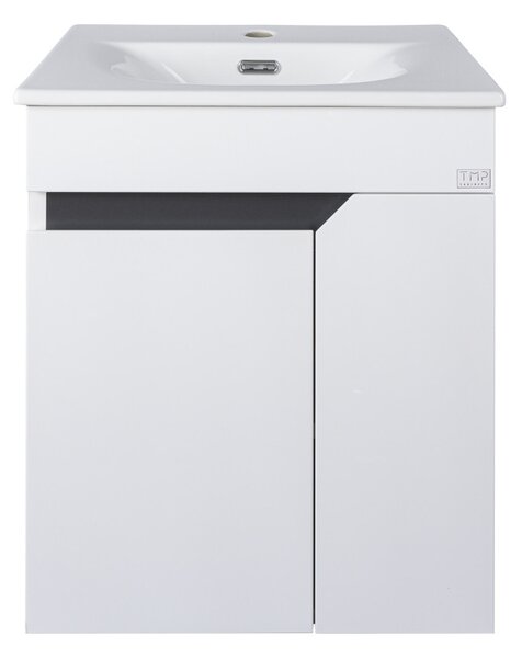 TMP VISION 50 fali függesztett fürdőszobai bútor - SKY 3 E-8099-50 porcelán mosdóval - 51 x 40 cm