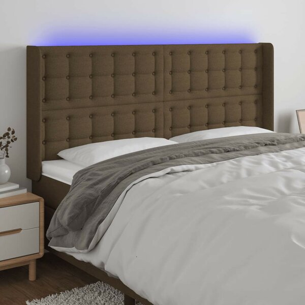 VidaXL LED Ágyfejtámla - Sötétbarna Szövet - 163cm