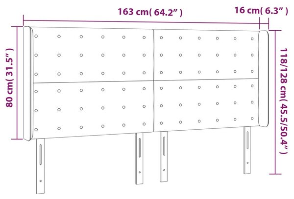 VidaXL LED Ágyfejtámla - Sötétbarna Szövet - 163cm