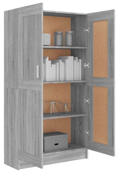 VidaXL Könyvszekrény - Tömörfa - Szürke Sonoma - 82,5x30,5x150 cm