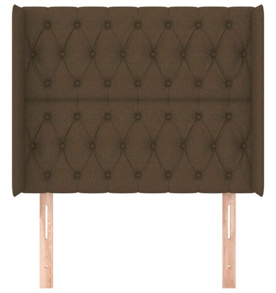 VidaXL Fejtámla Szárnyakkal - Sötétbarna Szövet - 103x16x118/128cm