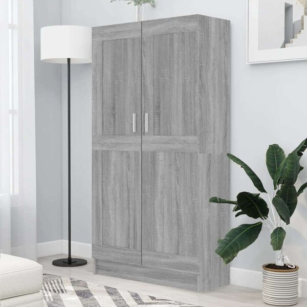 VidaXL Könyvszekrény - Tömörfa - Szürke Sonoma - 82,5x30,5x150 cm