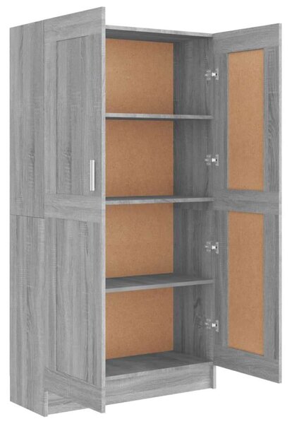 VidaXL Könyvszekrény - Tömörfa - Szürke Sonoma - 82,5x30,5x150 cm