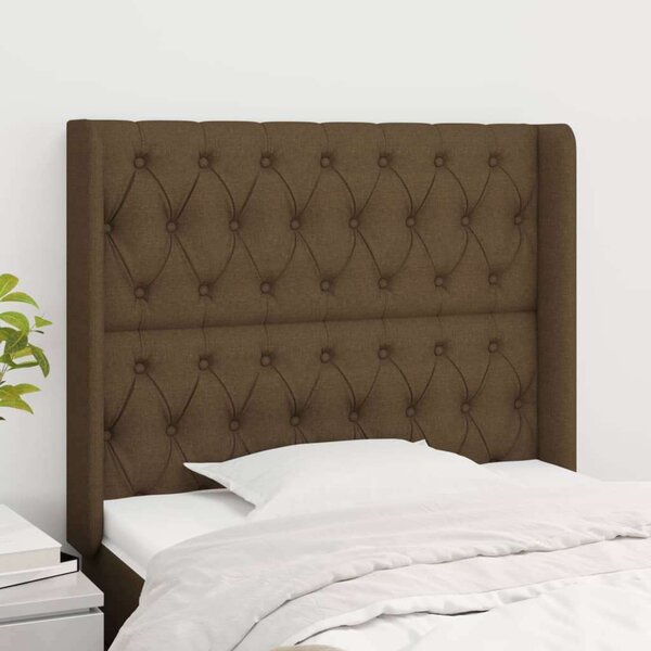 VidaXL Fejtámla Szárnyakkal - Sötétbarna Szövet - 103x16x118/128cm