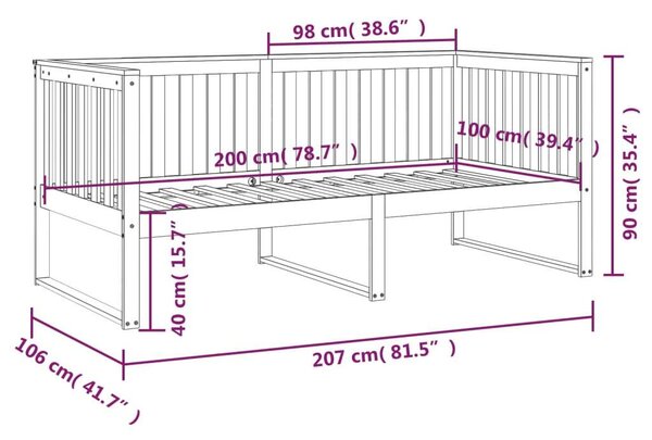 VidaXL fehér tömör fenyőfa kanapéágy 100 x 200 cm